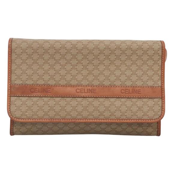 CELINE Macadam Canvas Shoulder Bag Beige Gold - Picture 2 of 12